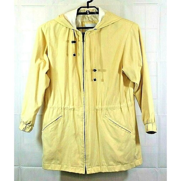Larry Levine Sport Jacket Yellow Hooded Hoodie Lined Coat Womens Size S - Picture 2 of 7